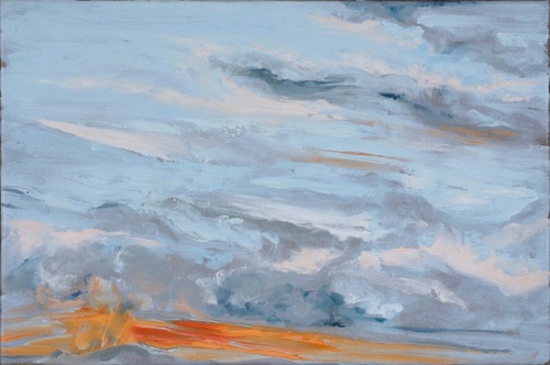 Red Rain Clouds at Sunrise, 12" x 18", oil on linen, 2006, private collection.